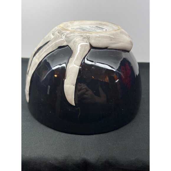 Ashland Skeleton Manor Halloween Bowl Black & White Ceramic Decorative Handwash - Picture 8 of 8